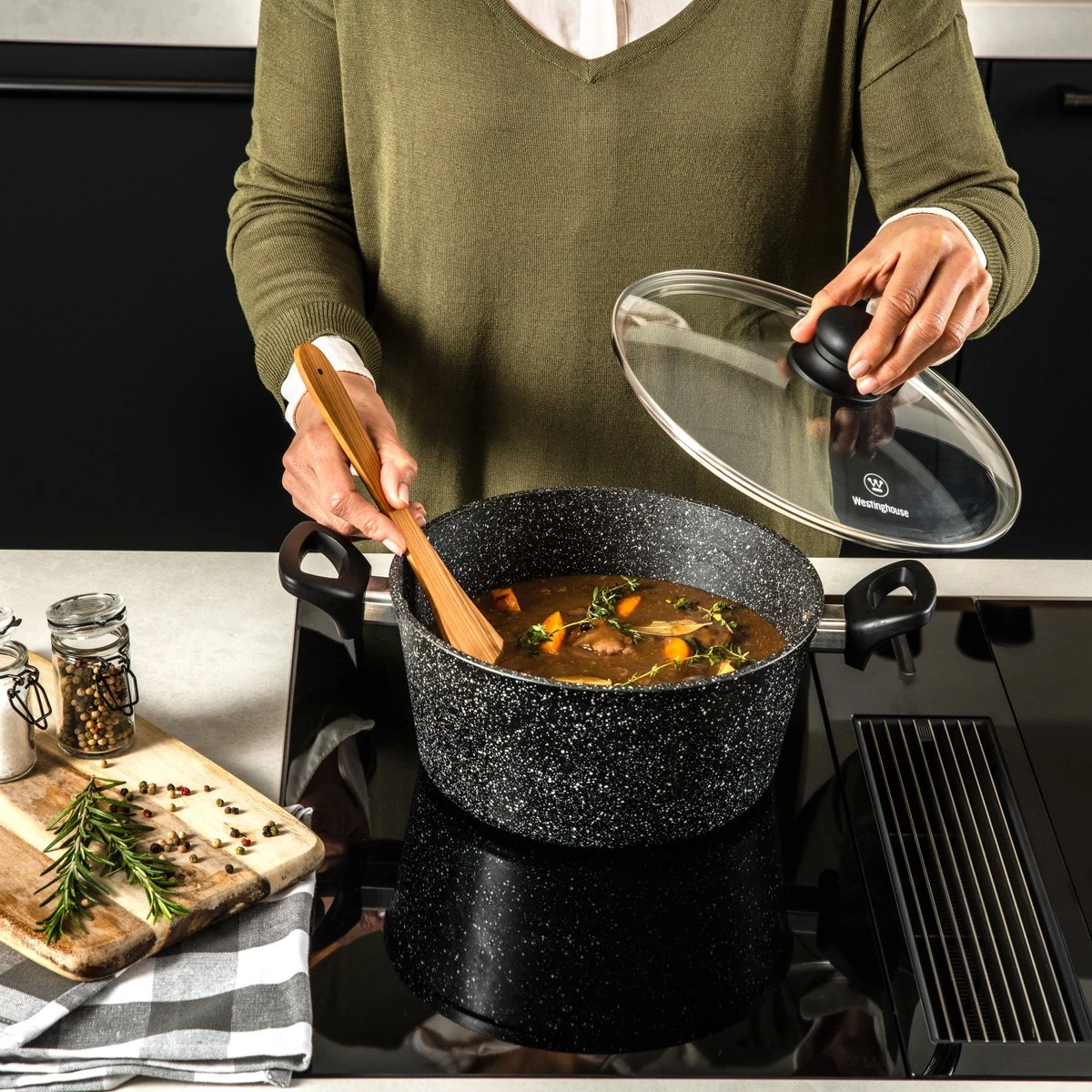 Westinghouse Pannenset Black Marble (Braadpan ø 24 Cm + Steelpan ø 18 Cm) - Inductie En Alle Andere Warmtebronnen 9 Westinghouse Pannenset Black Marble (Braadpan ø 24 Cm + Steelpan ø 18 Cm) - Inductie En Alle Andere Warmtebronnen - Afbeelding 7