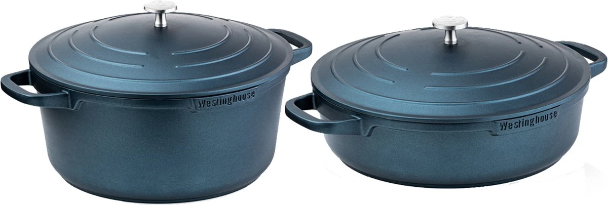 Westinghouse Pannenset Performance (Braadpan + Hapjespan) ø 28 Cm - Blauw - Inductie En Alle Andere Warmtebronnen 3 Westinghouse Pannenset Performance (Braadpan + Hapjespan) ø 28 Cm - Blauw - Inductie En Alle Andere Warmtebronnen