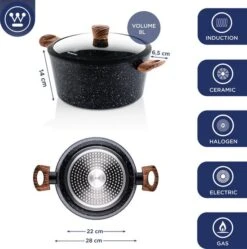 Westinghouse Pannenset Marble Wood (Wokpan ø 30 Cm + Braadpan + Hapjespan ø 28 Cm) - Inductie En Alle Andere Warmtebronnen 14 Westinghouse Pannenset Marble Wood (Wokpan ø 30 Cm + Braadpan + Hapjespan ø 28 Cm) - Inductie En Alle Andere Warmtebronnen -Koken Pro Verkoopwinkel 550x554