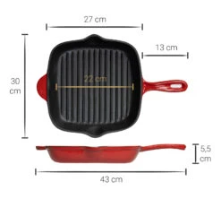 Blackwell Grillpan - Gietijzer - Rood - 27 X 27 Cm - Zonder Anti-aanbaklaag -Koken Pro Verkoopwinkel Asset 35@2x 80