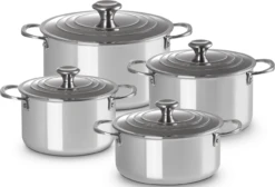 Le Creuset 4 Delige Pannenset Signature - RVS - Inductie - 4 Kookpannen - Inclusief Deksels