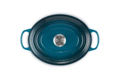 Le Creuset Braadpan Signature - Ovaal - Deap Teal - ø 29 Cm / 4.7 Liter -Koken Pro Verkoopwinkel LC 20210125 HL PS FS 21178296422430 004