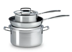 Le Creuset 3- Delige Pannenset 3-ply - RVS - Inductie - Koekenpan, Kookpan & Steelpan - Inclusief 2 Deksels -Koken Pro Verkoopwinkel LC 20210610 ZS PS FS 53808000010050 005 1