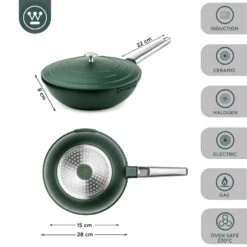 Westinghouse Wokpan Performance - Gracious Green - ø 28 Cm - Standaard Anti-aanbaklaag -Koken Pro Verkoopwinkel WCCW0095028SG 3 1